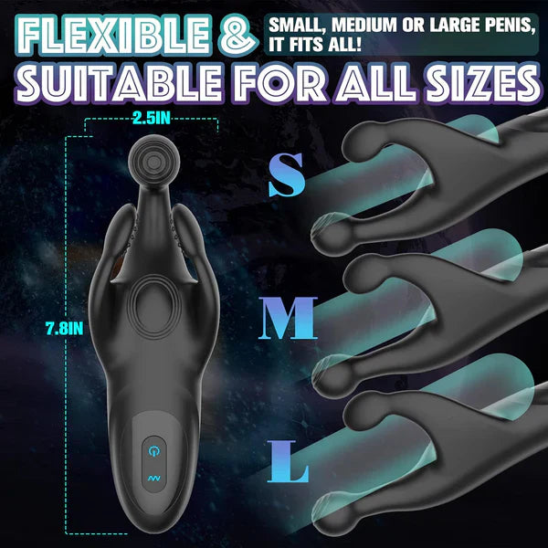 2 in 1 Penis Vibrator Glans Trainer Masturbator with 10 Flapping & 10 Powerful Vibrations