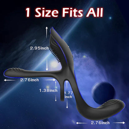 3 in 1 Anal Vibrator Prostate Massager Penis Ring with 10 Strong Vibration Modes