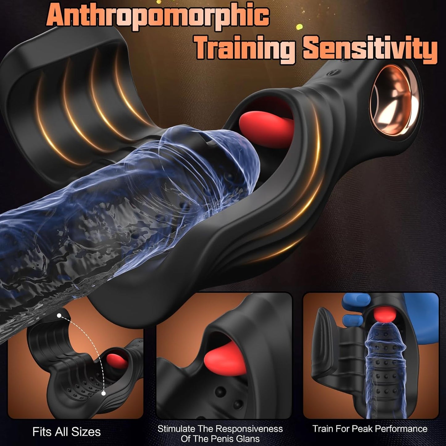 4 IN 1 Penis Trainer Glans Vibrator Blowjob with 10 Licking & Vibrating Modes