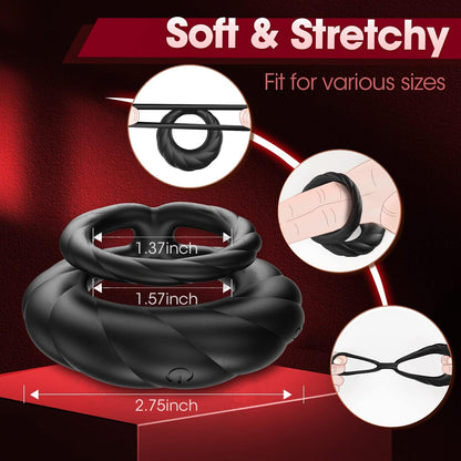 Electric Lock Penis Ring Vibrator Glans Stimulator with 10 Powerful Vibration Modes