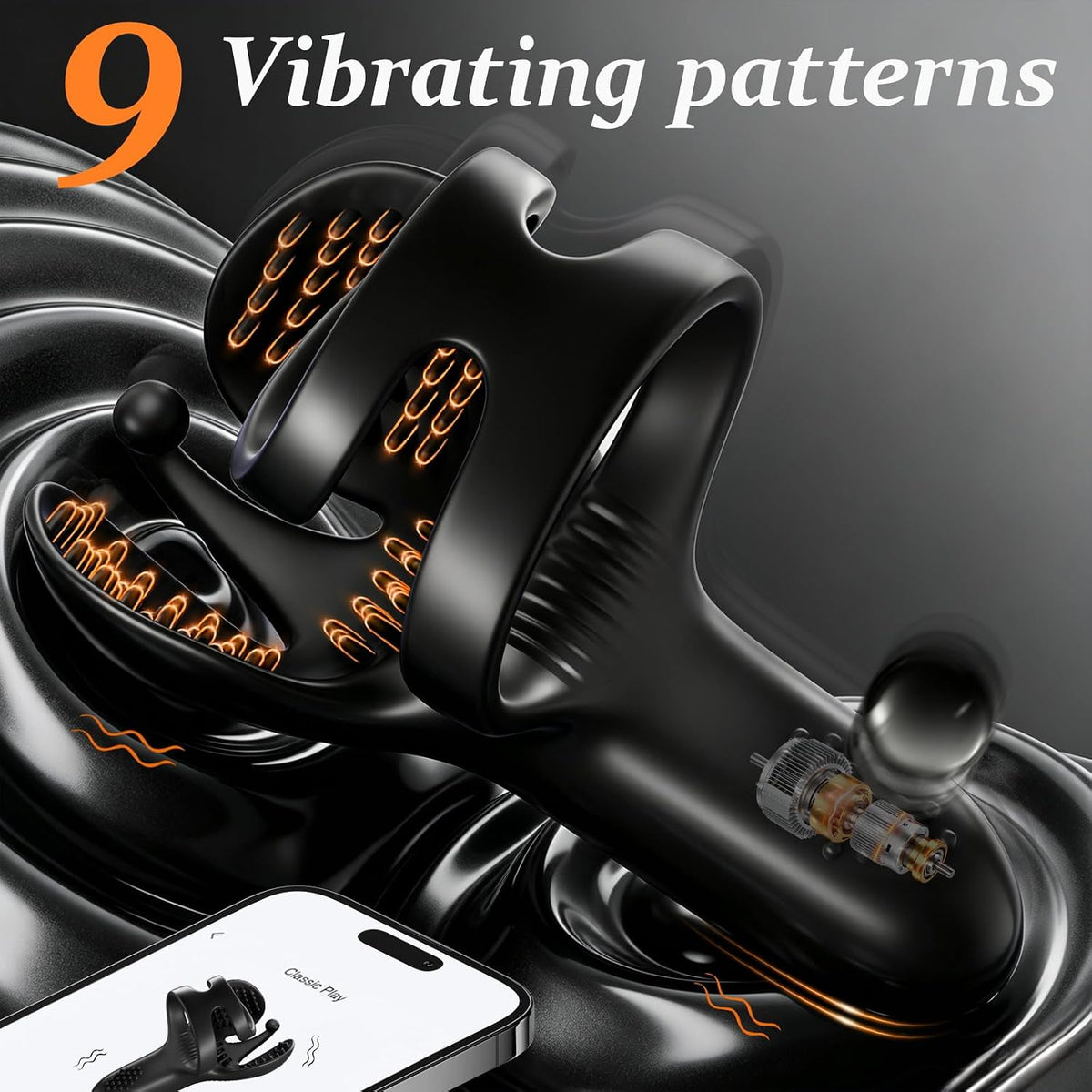 APP Smart Control Penis Trainer Vibrator Cock Ring Stimulator with 9 Vibration Modes