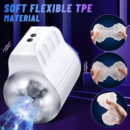 2 IN 1 AUTO Masturbator Stroker Penis Trainer with 4 Suction & 10 Vibration Modes