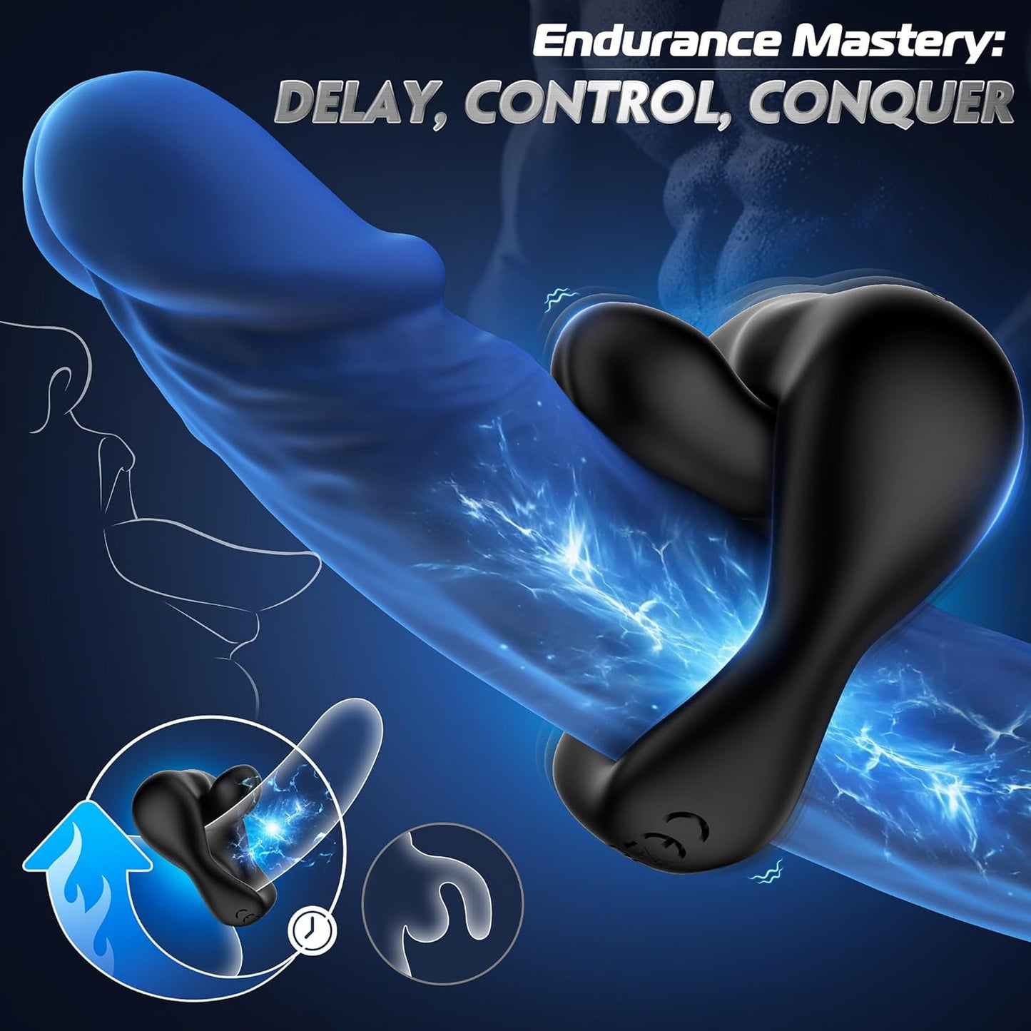360° Adjustable Cock Ring Penis Vibrator with Bead Prostate & 10 Vibration Modes