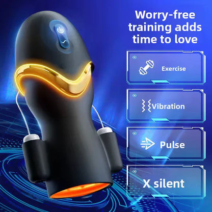 Electric Penis Trainer Vibrator Masturbator with 10 Powerful Vibration Modes