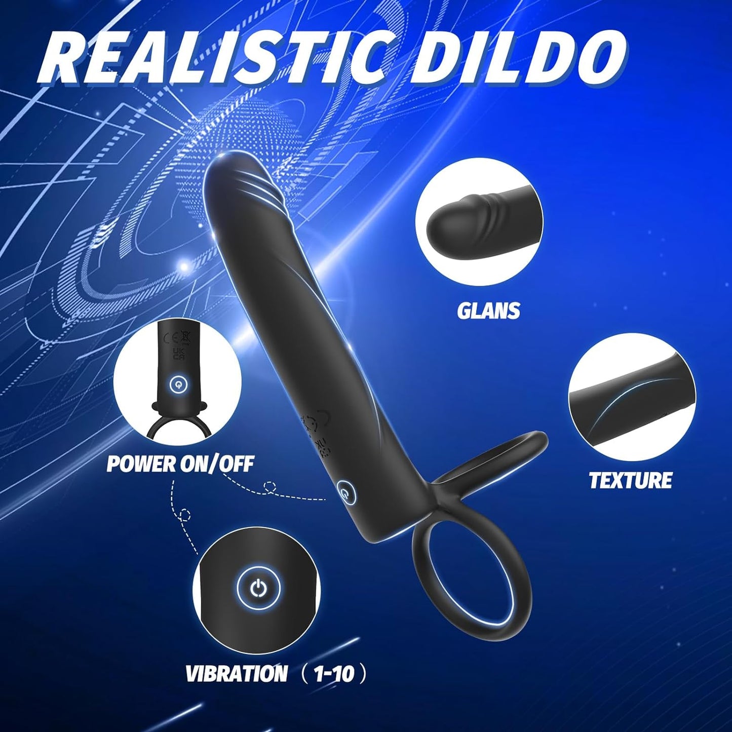 10 Vibration Modes Strap-On Dildo Butt Plug Anal Toy