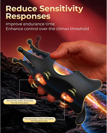 Tongue Licking Electric Penis Trainer Vibrator Glans Stimulator with 9 Vibration Modes