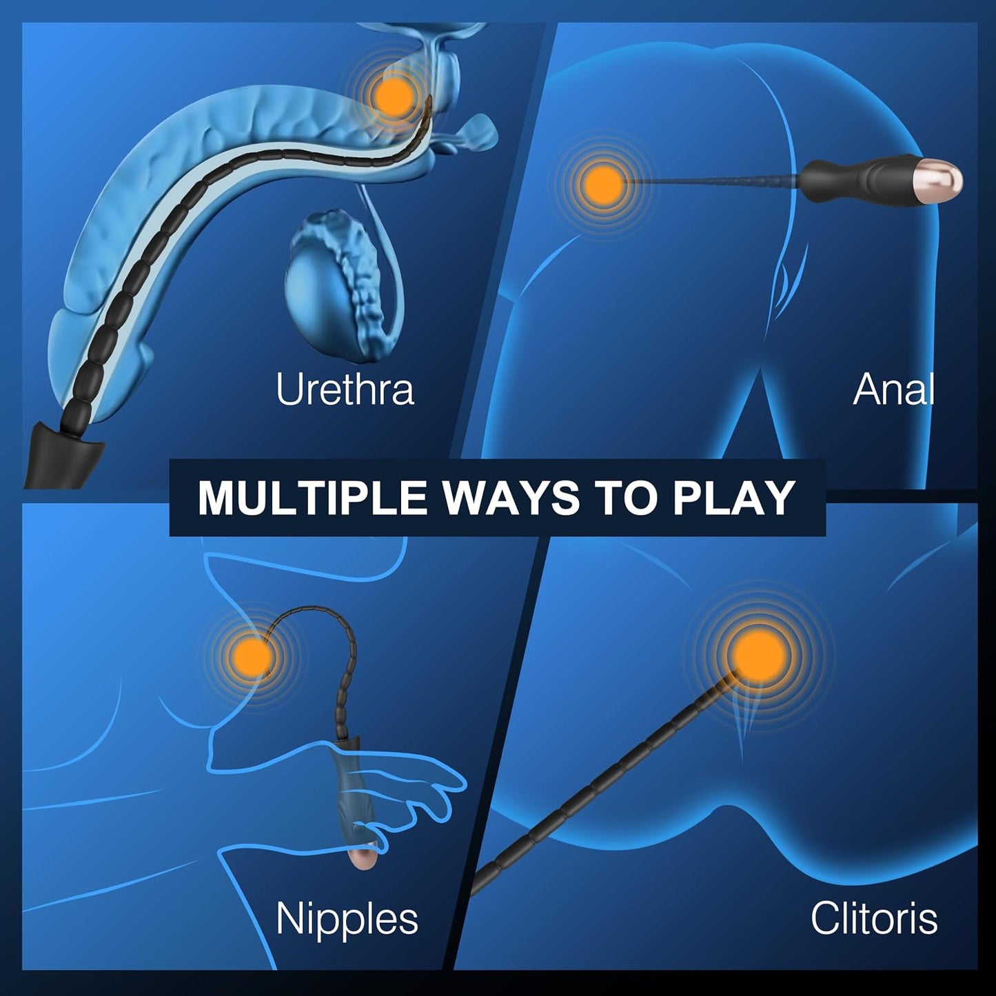 Penis Trainer Plug Vibrator Sounding Rods Urethra Stimulator with 10 Vibration Modes