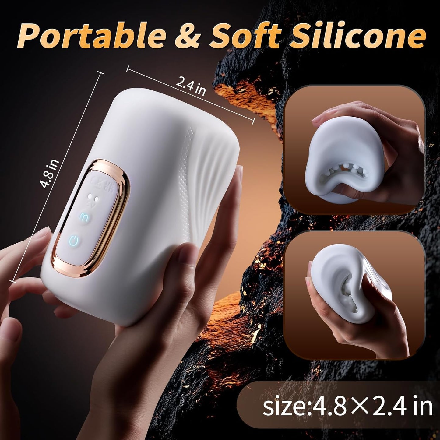 Squeezable Penis Trainer Vibrator Masturbator with 10 Tapping & Vibrating Modes