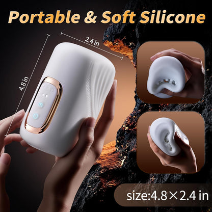 Squeezable Penis Trainer Vibrator Masturbator with 10 Tapping & Vibrating Modes