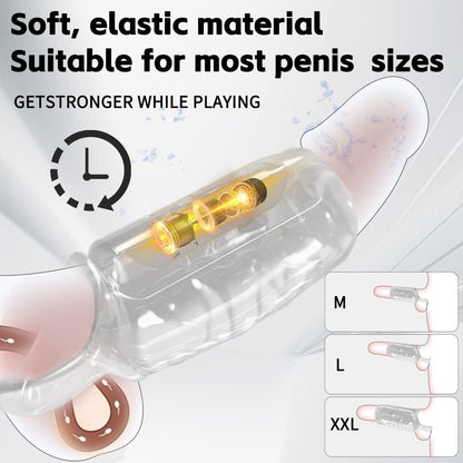 Vibrating Penis Cock Sleeve Ring Vibrator Extender with 9 Stimulation Modes