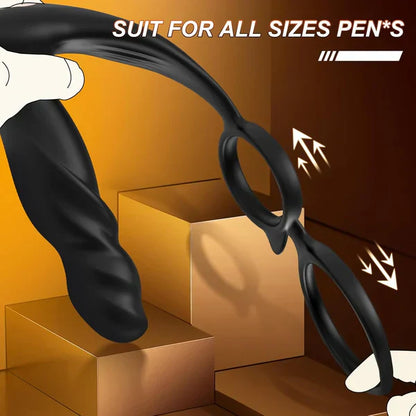 5 IN 1 Prostate Massager Anal Vibrator Penis Ring with 10 Vibrating & Thrusting Modes