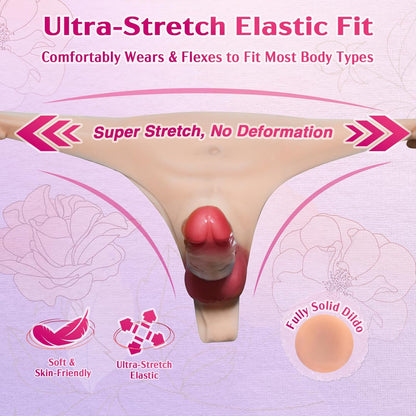 5.6 Inches Realistic Ultra-Elastic Portable Strap-On Triangle Dildo Vibrator