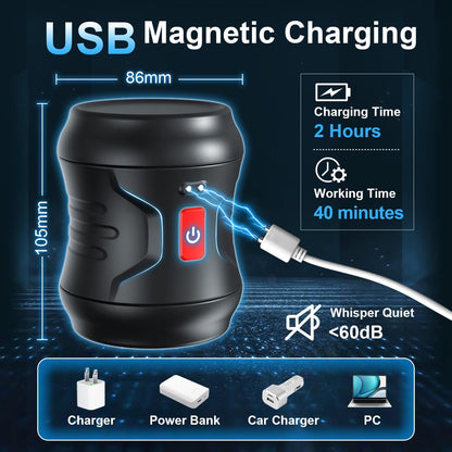 Dual Motors Automatic Masturbators Penis Trainer with 12 Vibration Modes