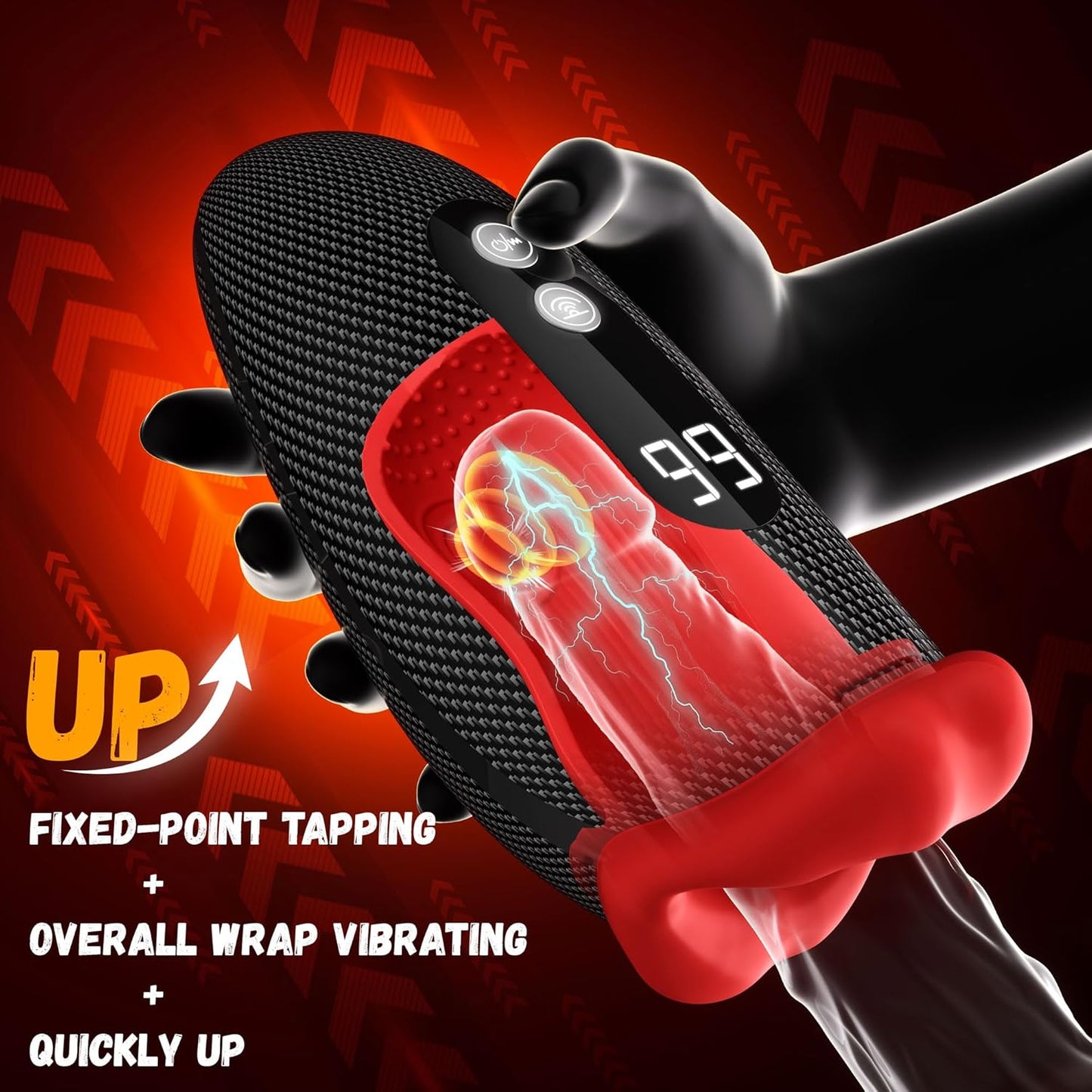 Electric Masturbator Penis Trainer Glans Vibrator with 9*9 Tapping & Licking Modes