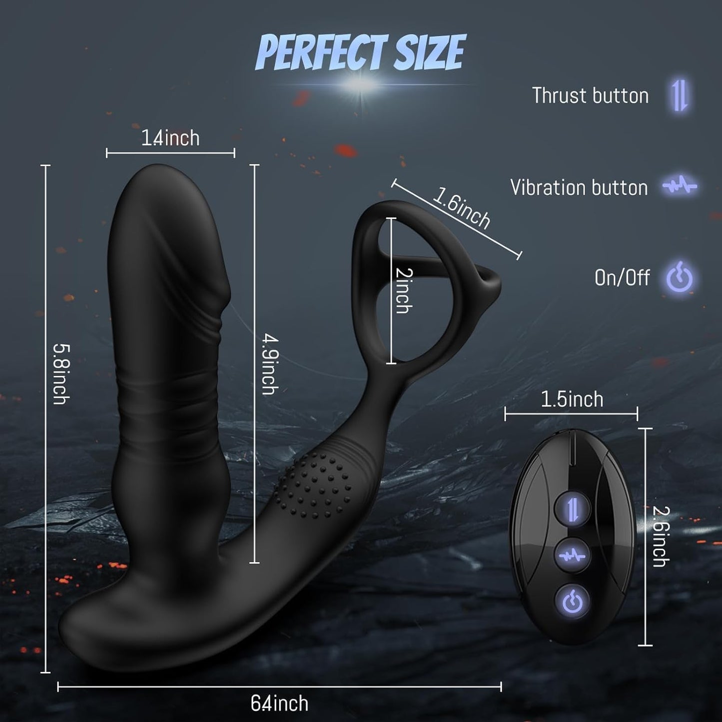 3 IN 1 Prostate Massager Butt Plug Anal Vibrator with 3 Thrusting & 10 Vibrating Modes