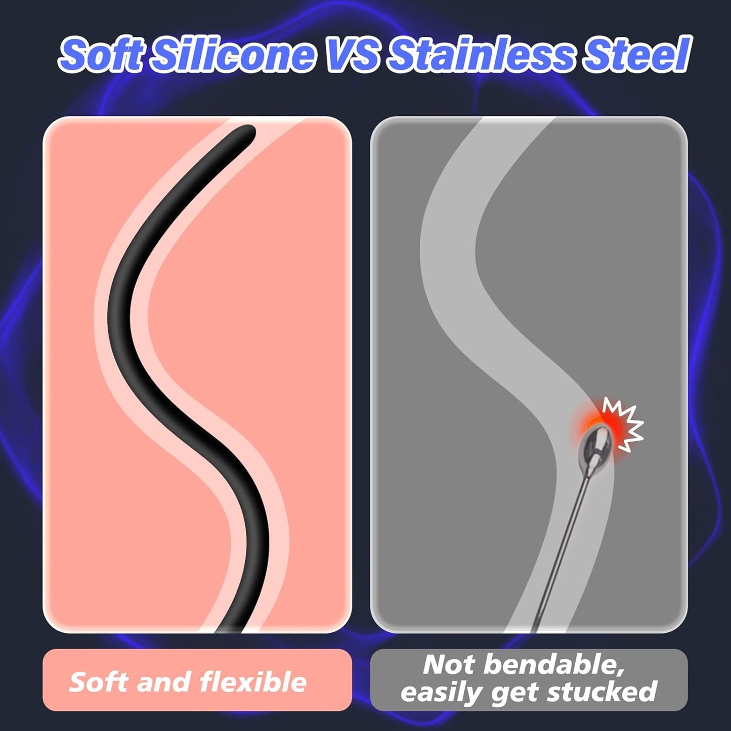 Penis Vibrator Stimulator Urethral Sounds Set Msturbator with 10 Vibrations