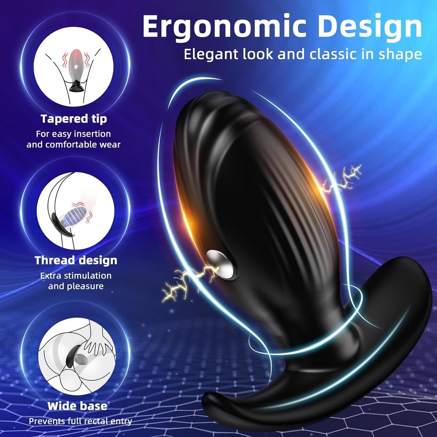 E-stim Prostate Massager Butt Plug Anal Toys with 10 x 3 Patterns