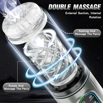 LED Display Automatic Masturbator Penis Pump with 7 Sucking & Rotating & Licking Modes