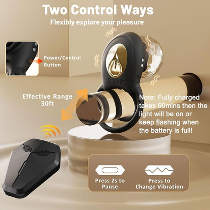 Remote Control Cock Penis Ring Vibrator with 8 Vibration Modes