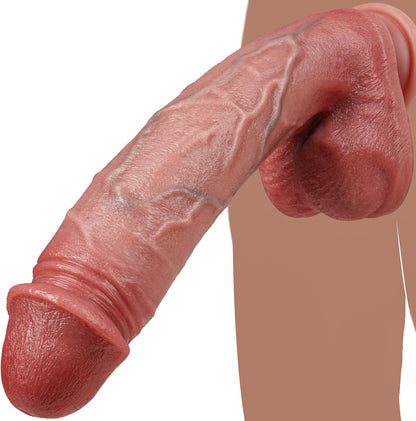 10.8 inch Dual-Layer Silicone Realistic Huge Dildo with Suction Cup