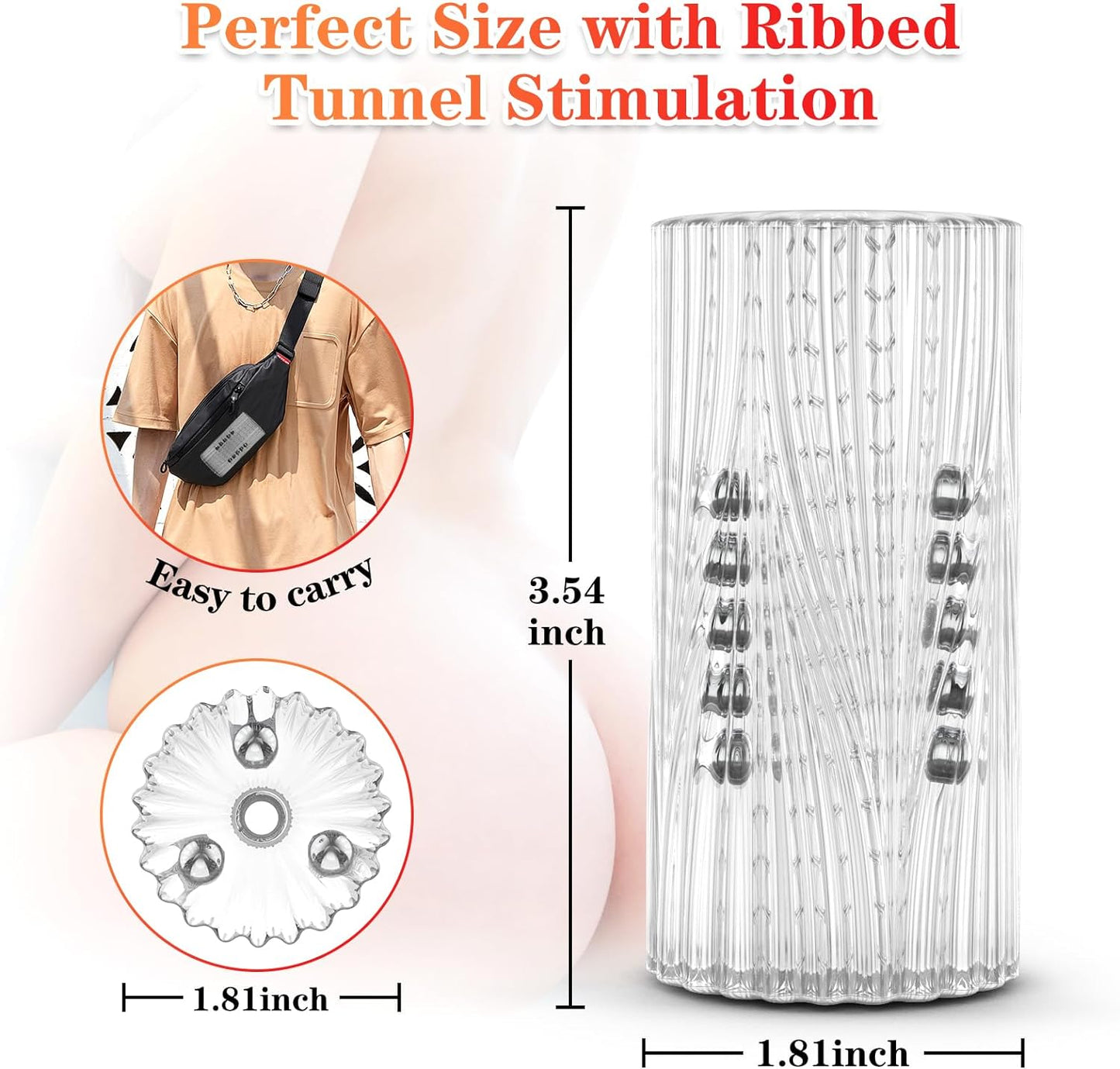 15 Pleasure Beads Portable Transparent Pocket Pussy Sleeve Stroker Masturbators