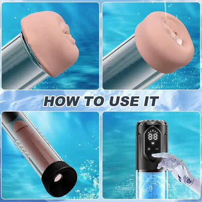 4 IN 1 Electric Penis Pump Enlarger Masturbator with 5 Suction & 5 Training Modes