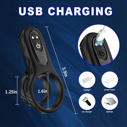 Dual Ring Penis Trainer Vibrator Chastity Devices with 9 Vibration Modes