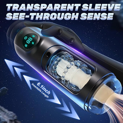 LCD Display Electric Masturbator Stroker Blowjob with 8 Vibration and Thrust Modes