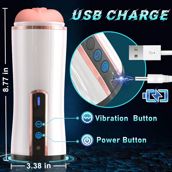 360° Warp Realistic Automatic Male Masturbator Cup with 10 Vibrating Modes