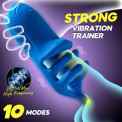 360° Tentacle Wrap Penis Vibrator Glans Trainer Stroker with 10 Beating & 10 Vibrations Modes