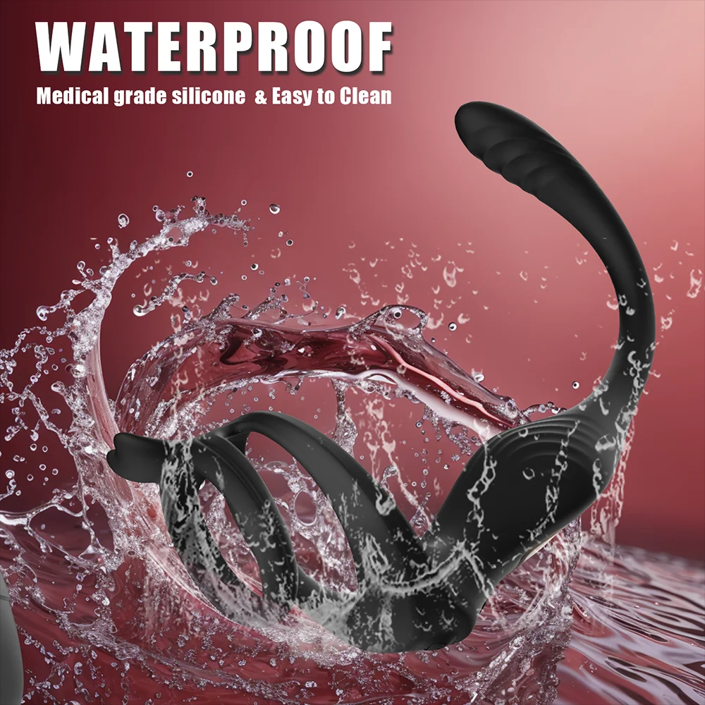 Anal Vibrator Penis Ring Prostate Massager Butt Plug with 9 Vibrating & Thrusting Modes