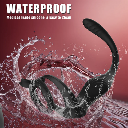 Anal Vibrator Penis Ring Prostate Massager Butt Plug with 9 Vibrating & Thrusting Modes