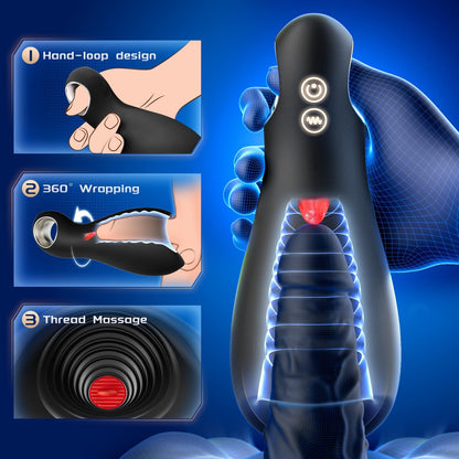 360° Wrapped 10 Vibrating & 5 Tongue Licking Male Masturbator Penis Vibrator