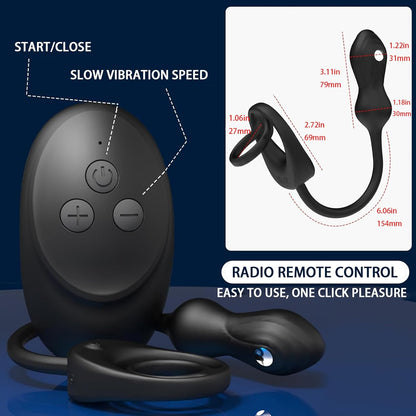 E-stim Anal Vibrator Cock Ring Prostate Massager with 10 Vibration & 3 Shock Modes