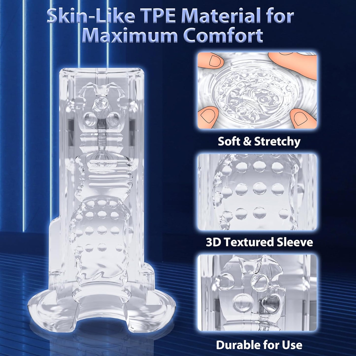 Automatic Masturbator Stroker Penis Pump with 3 Squeezing & 3 Suctions & 10 Vibrations Modes