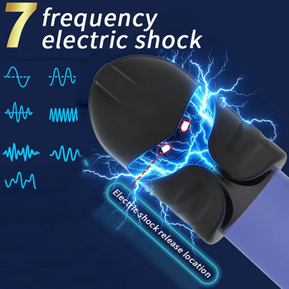 E-stim Glans Vibrator Penis Trainer Stimulator with 12 Vibration & 7 Electric Shock Modes