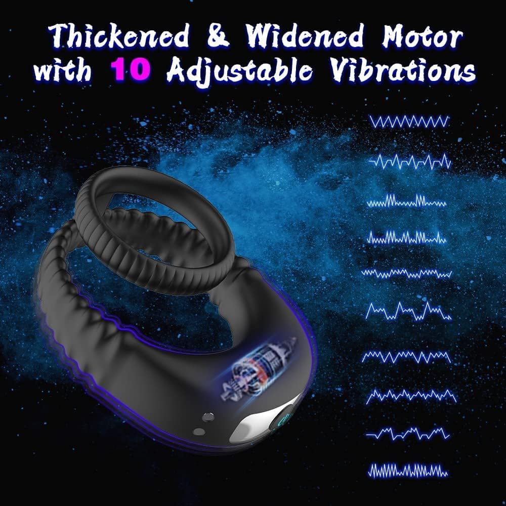 Penis Rings Vibrator Enhancer Glans Trainer with 10 Vibration Modes