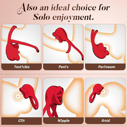 3 in 1 Penis Ring Vibrator Clitoral Stimulator with 7 Tongue Licking Modes