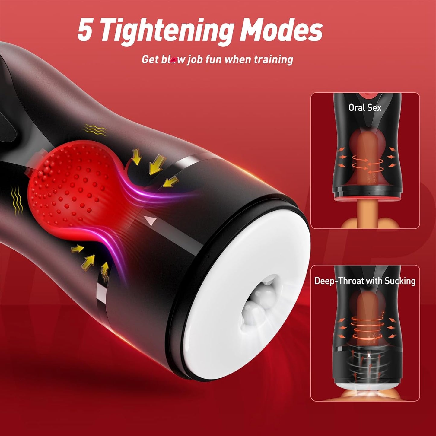 Automatic Masturbator Blowjob Stroker with 3 Swirling 5 Tightening 10 Vibration Modes