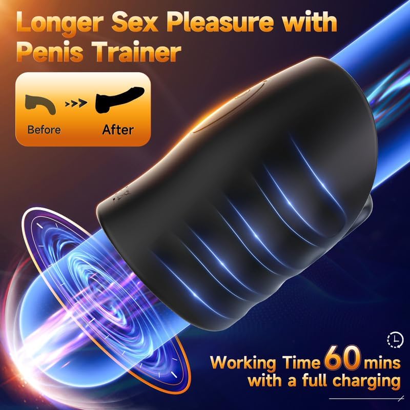 2 IN 1 Masturbator & Penis Trainer Glans Stimulator with 10 Vibration Modes