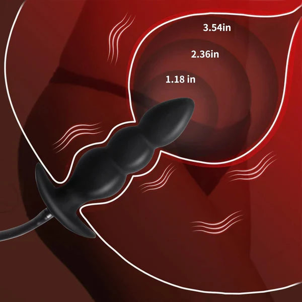 Adjustable Inflatable Anal Plug Vibrator with Solid Center & Balloon Pump