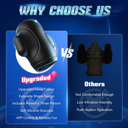 4 IN 1 Electric Masturbator Penis Trainer Vibrator with 10 Vibrating Modes & 3 Motors