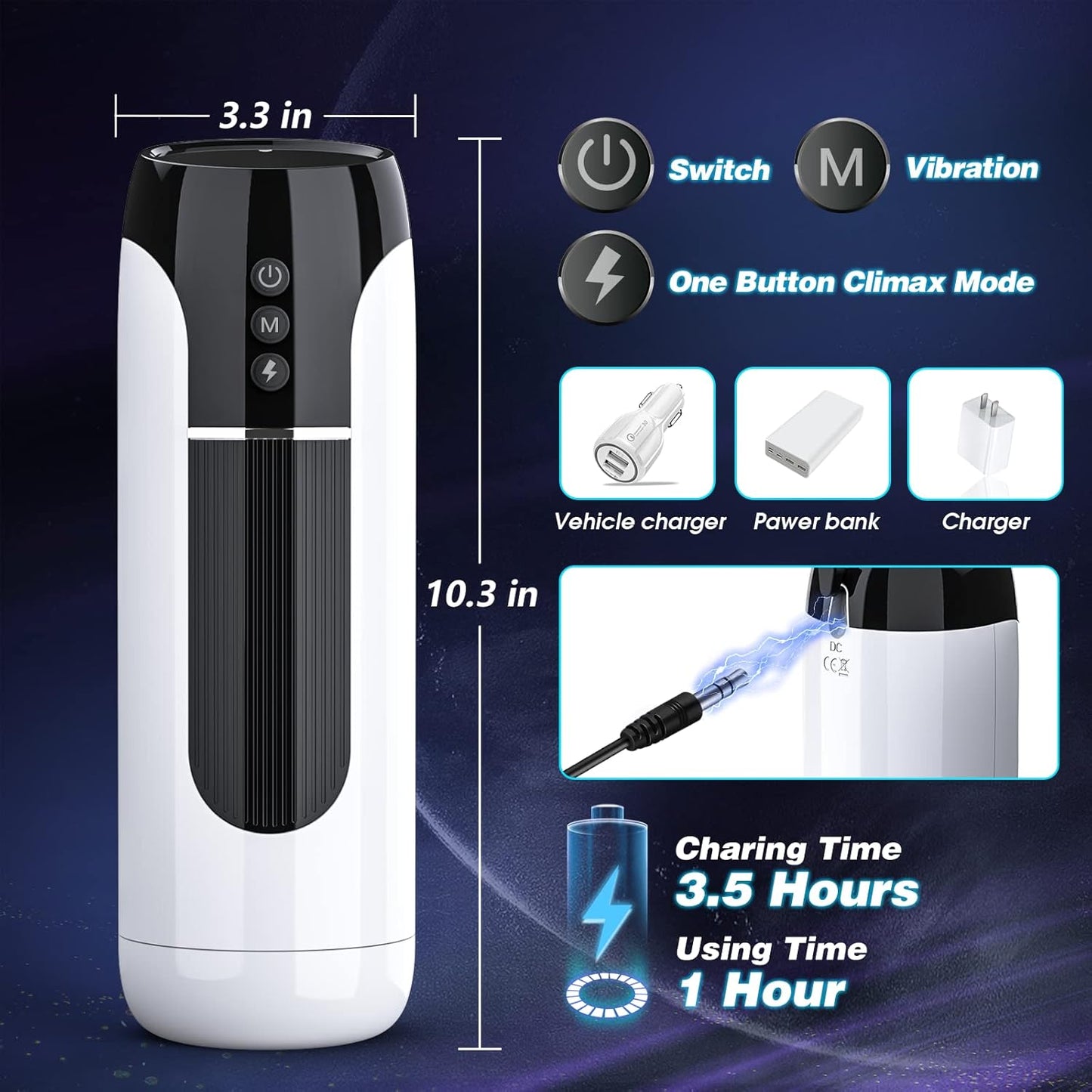 Dual Motors Automatic Male Masturbator Cup Stroker with 7 Thrusting & Vibration Modes