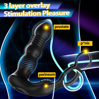 Thrusting Anal Plug Vibrator Prostate Massager with 10 Thrusting & Vibrating Modes