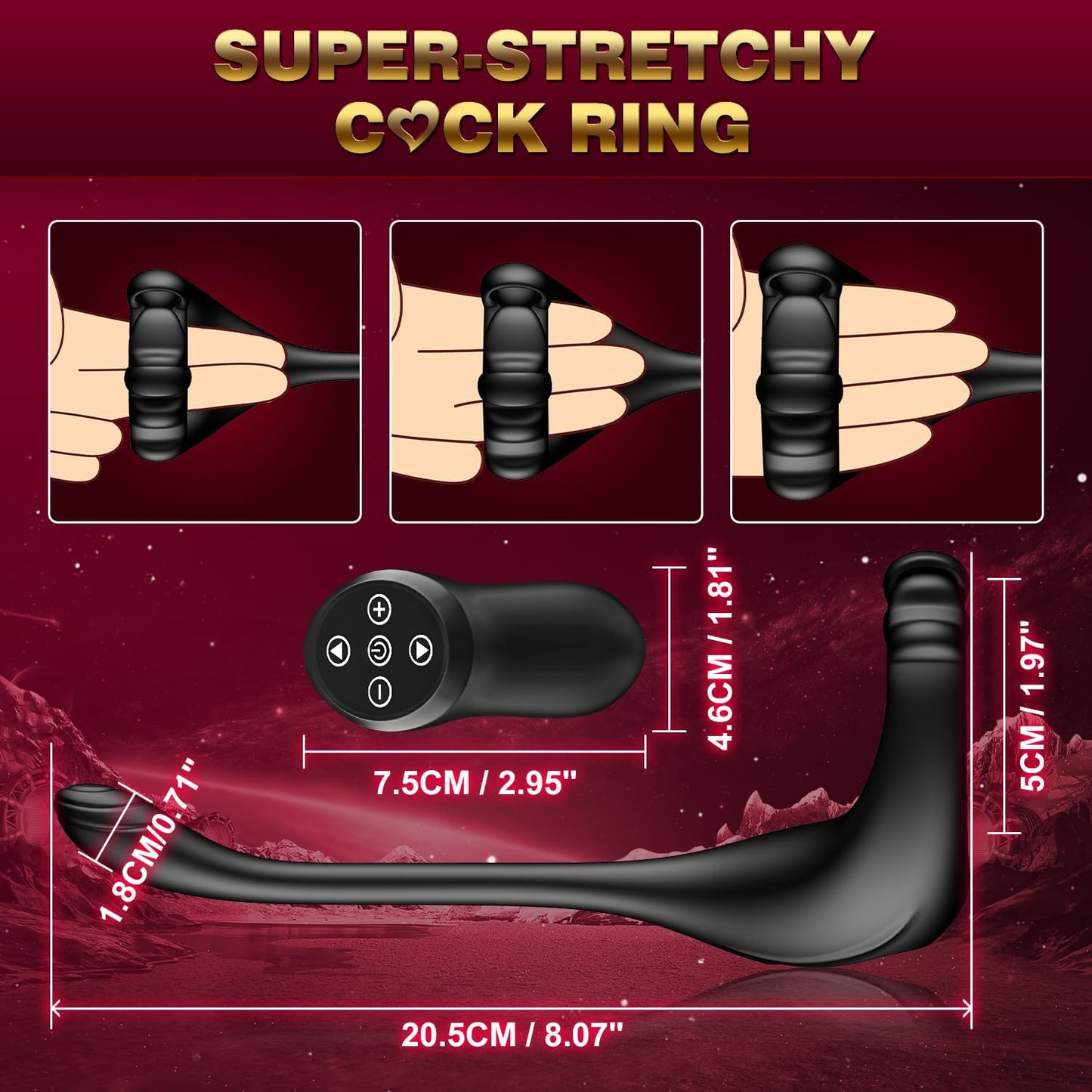 4 in 1 Prostate Massager Penis Ring Butt Plug with 10  Powerful Vibration Modes