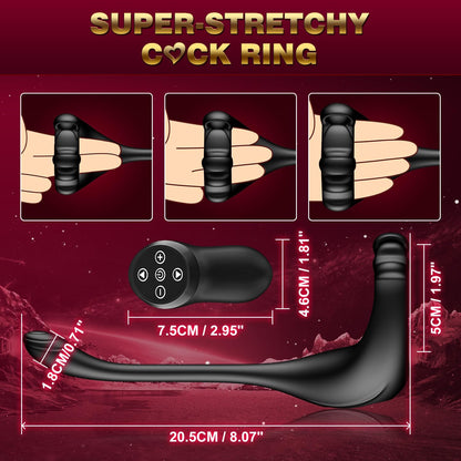 4 in 1 Prostate Massager Penis Ring Butt Plug with 10  Powerful Vibration Modes