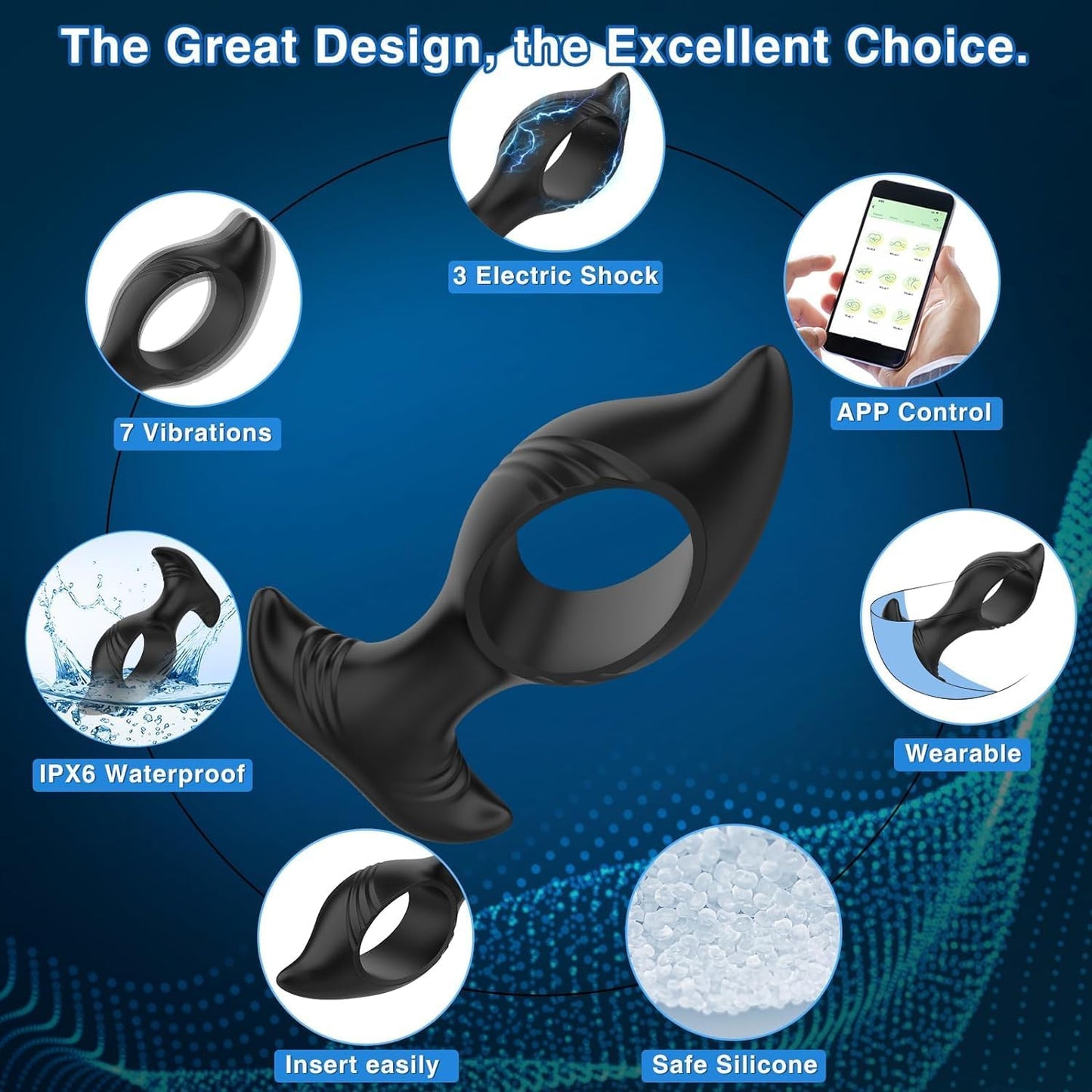 Anal Vibrator Butt Plug Prostate Massager with 3 Electric Shock & 7 Vibration Modes