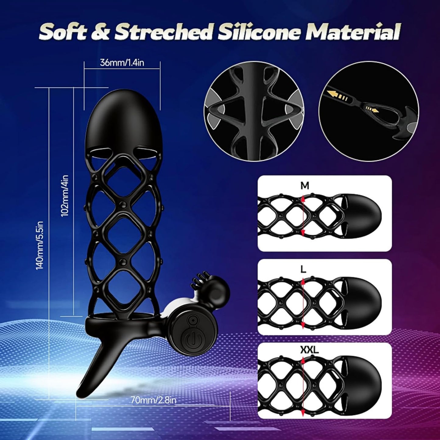Electric Penis Trainer Vibrator Sleeve Glans Stimulation with 10 Vibration Modes