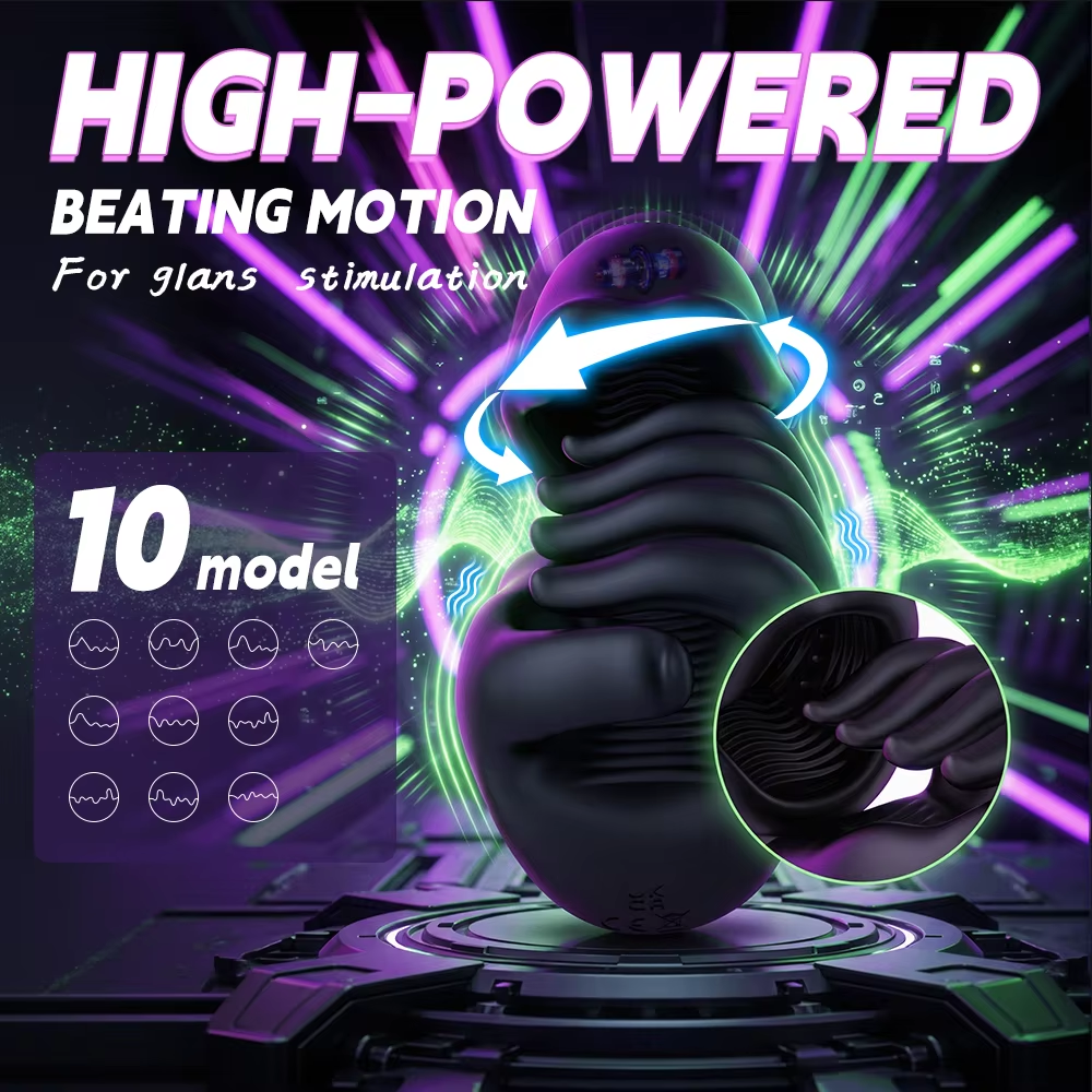 Glans Trainer Penis Vibrator Stimulator Masturbator with 10 Vibration Modes & Twist & Rub