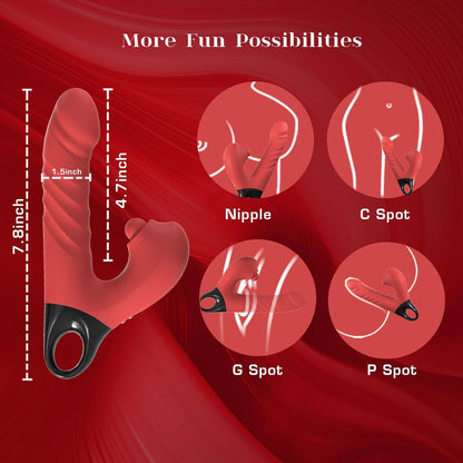 3 in 1 G Spot Vibrator Clitoral Stimulator with 3 Thrust 5 Pulsating 10 Vibrating Modes